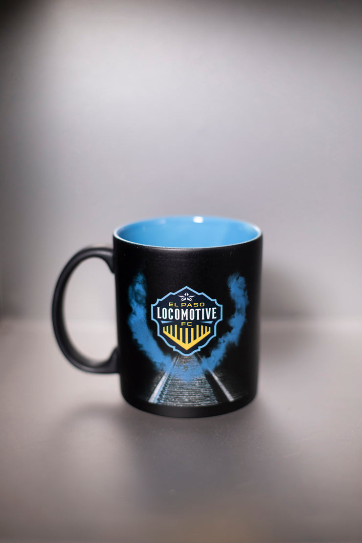 LOCOMOTIVE BLACK AND BLUE MATTE MUG