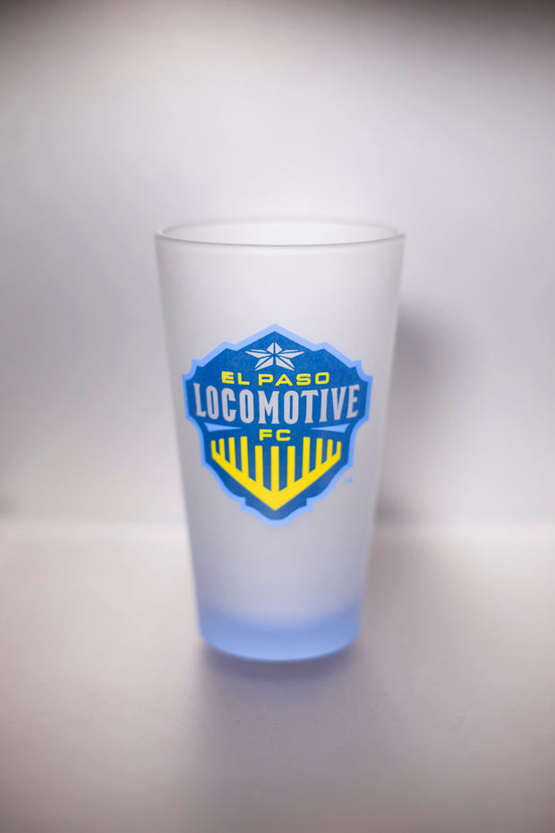 LOCOMOTIVE FROSTED PINT GLASS